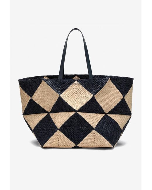 Loewe Black Xxl Puzzle Fold Raffia Tote Bag