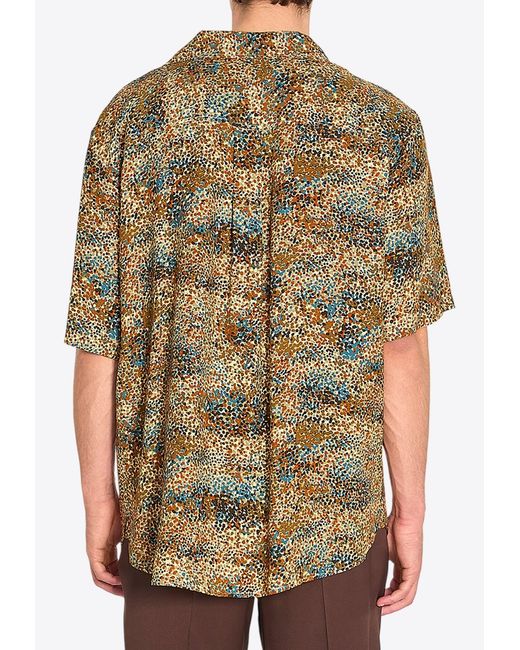 Saint Laurent Green Printed Buttoned Shirt for men