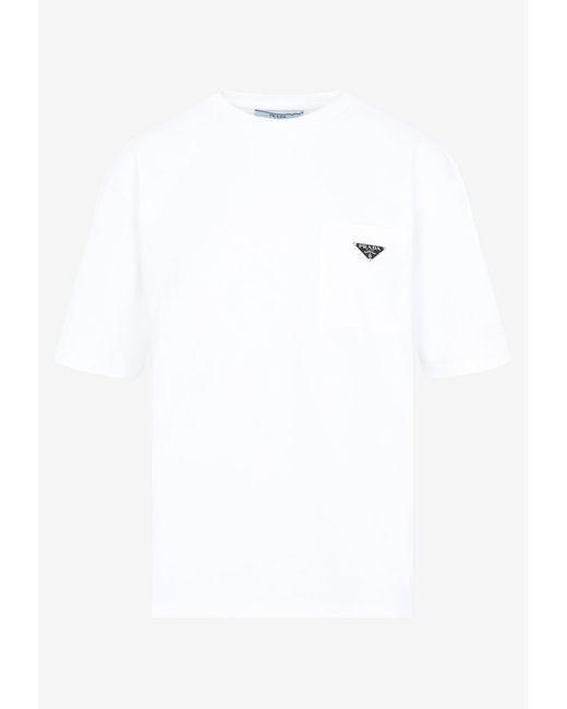 Prada White Logo Short-sleeved T-shirt