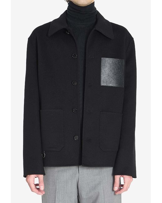 Loewe Black Anagram Patch Workwear Jacket for men