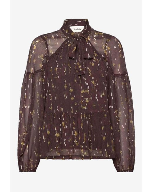 Ba&sh Brown Kamala Printed V-Neck Blouse