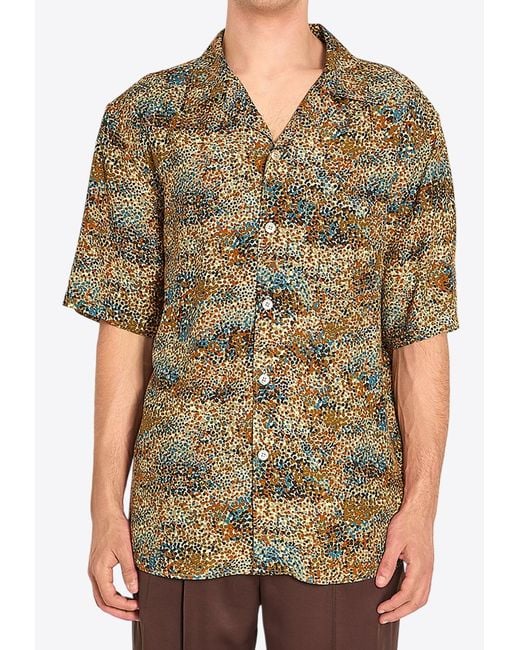 Saint Laurent Green Printed Buttoned Shirt for men