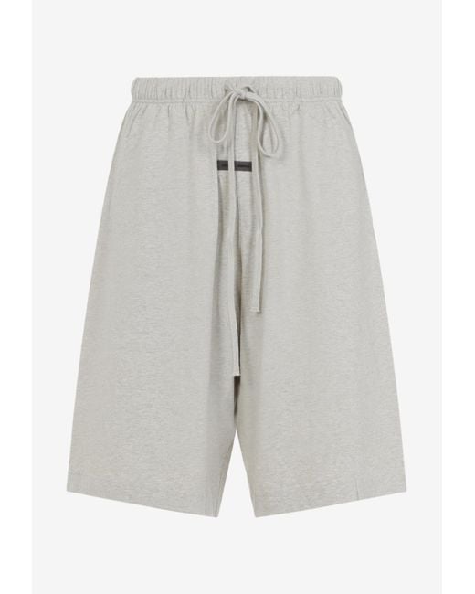 Fear Of God Gray Logo-Label Track Shorts for men