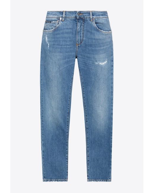 Dolce & Gabbana Distressed Classic Slim Jeans in Blue for Men Lyst
