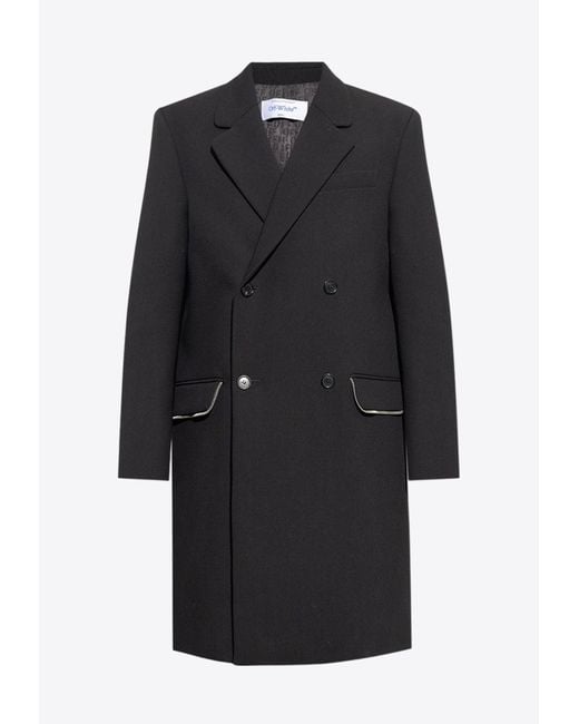 Off-White c/o Virgil Abloh Black Double-Breasted Buttoned Coat for men