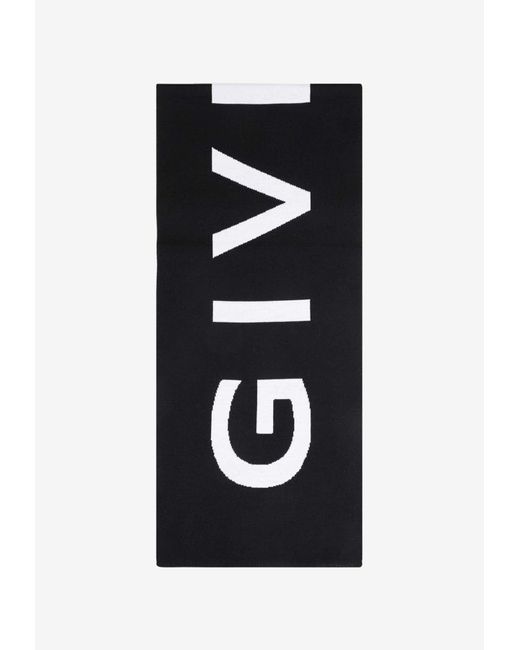 Givenchy Black Logo Jacquard Scarf