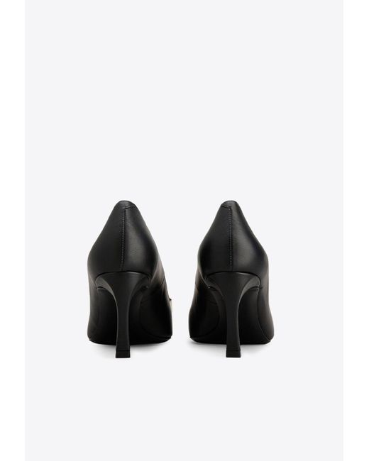 Roger Vivier Black Trompette 70 Square-Buckle Leather Pumps