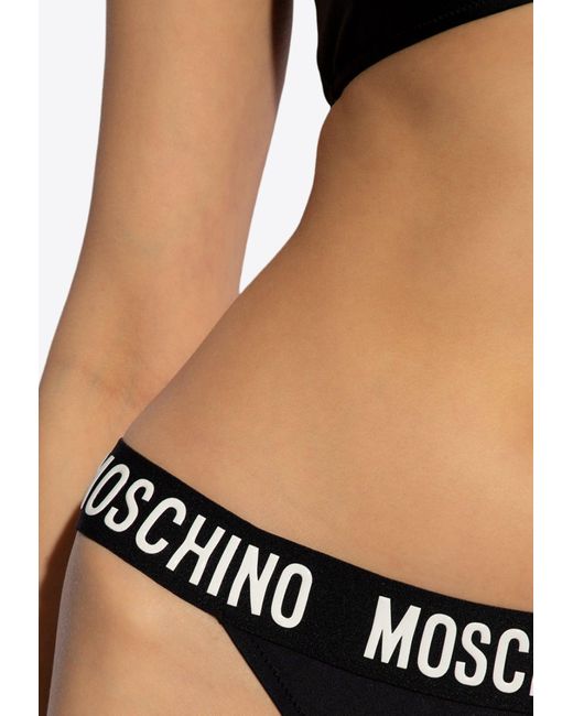 Moschino Black Rubber Logo Brazilian Briefs
