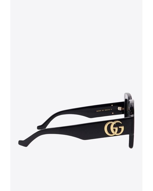Gucci Black Square-Frame Double G Sunglasses