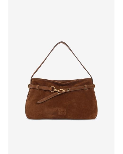 Miu Miu Brown Medium Aventure Suede Shoulder Bag