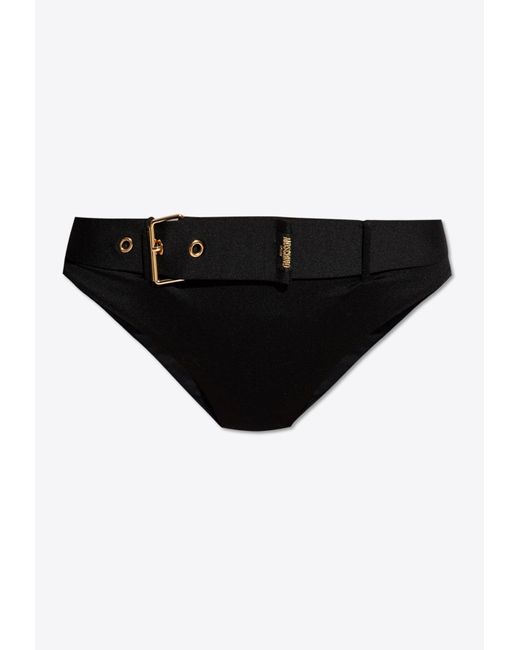 Moschino Black Belted Bikini Bottoms
