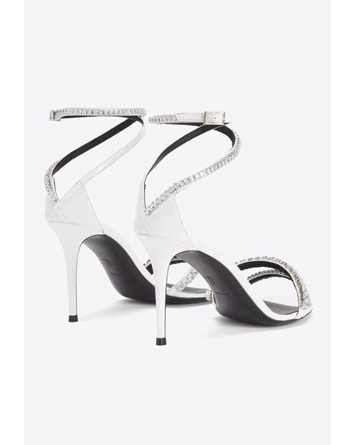 Giuseppe Zanotti White Abileene 105 Crystal-Embellished Sandals