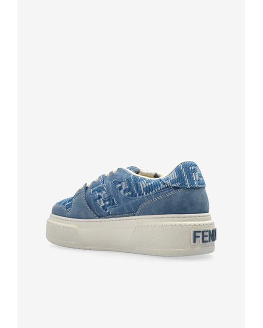 Fendi Blue Match Ff Jacquard Platform Sneakers