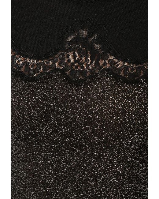 Dolce & Gabbana Black Crewneck Top With Lace-Insert