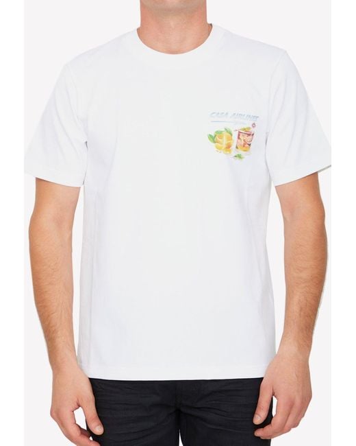 CASABLANCA White Casa Airlines Printed T-shirt for men