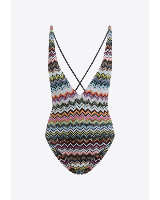 Missoni Gray Zigzag-Pattern One-Piece Swimsuits