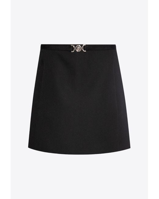 Versace Black Medusa Wool Mini Skirt