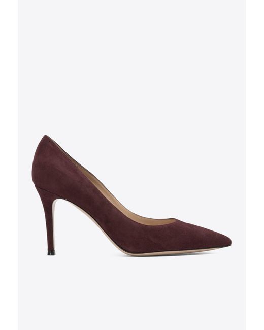 Gianvito Rossi Brown Gianvito 85 Suede Pumps
