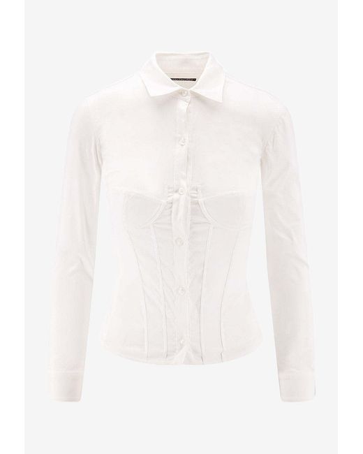Balenciaga White Corseted Cropped Shirt