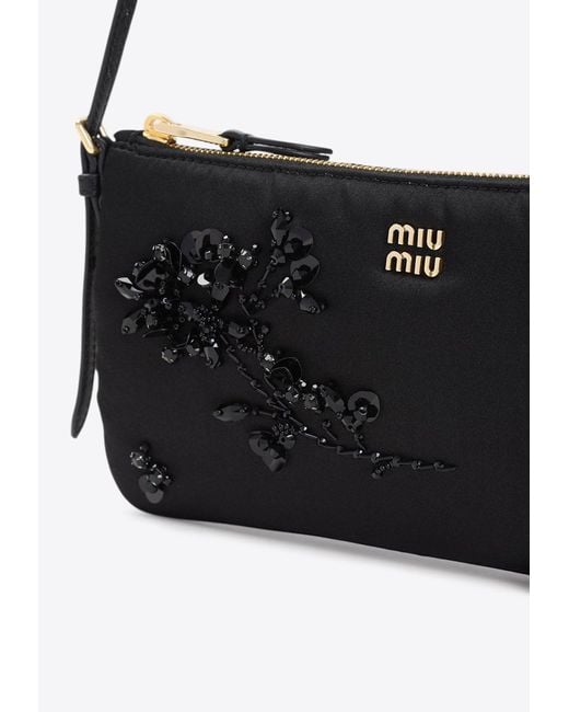 【MIUMIU】Mini Duchesse CrystalEmbellished Pouch（関税込み） Miu Miu Mini Duchesse Crystal-Embellished Pouch in White | Lyst