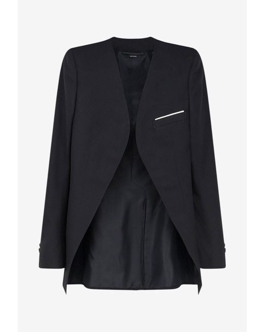 Tom Ford Black Wool-Blend Buttoned Blazer