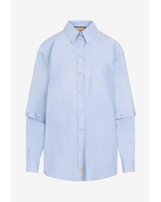 Gucci Blue Layered-Effect Long-Sleeved Shirt