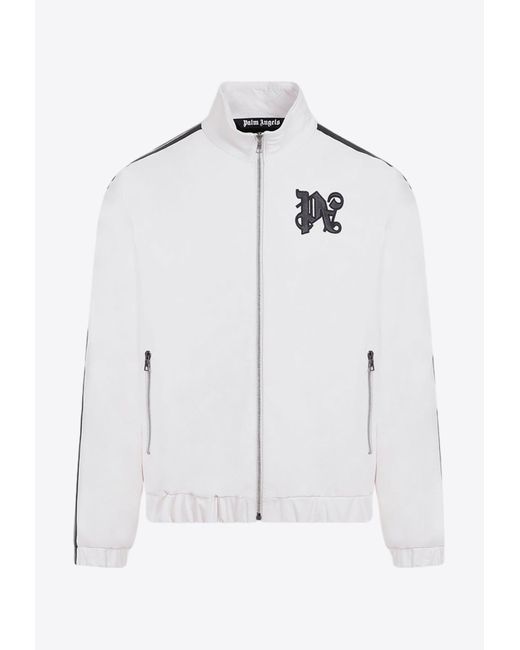 Palm Angels White Monogram Logo Leather Jacket for men