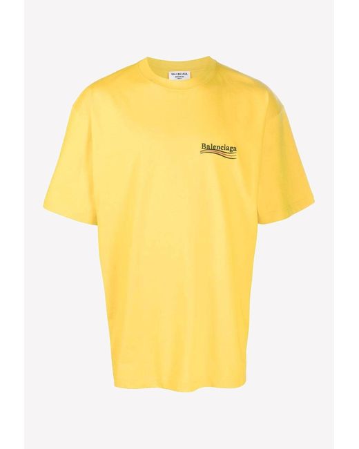 Balenciaga Cotton Political Campaign Logo Oversized T-shirt in Yellow ...
