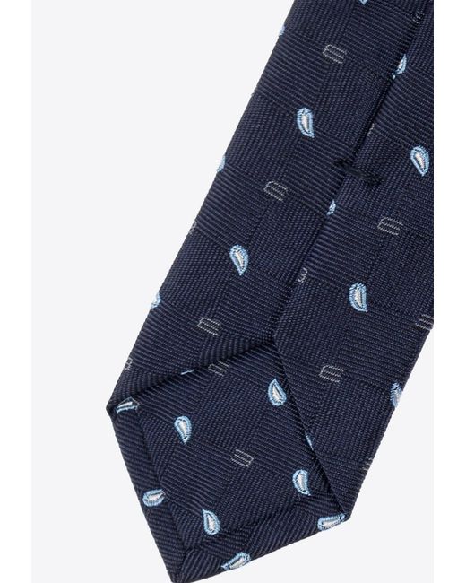 Etro Blue Patterned Silk Tie for men
