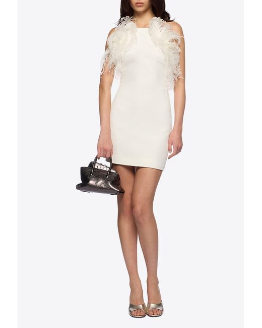 attico feather mini dress The Attico feather-trim Mini Dress | Black