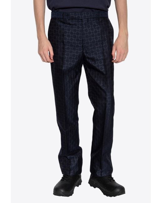 Givenchy Blue Monogram Wool Tailored Pants for men