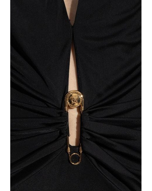 Versace Black Safety Pin Fitted Mini Dress