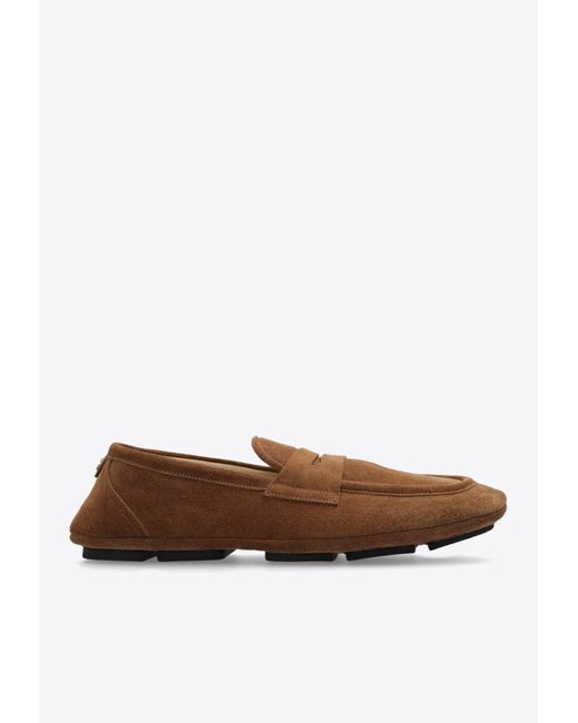 Dolce & Gabbana Brown Dg Logo Suede Loafers for men