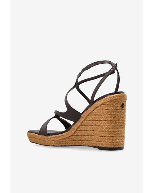 Jimmy Choo Metallic Ayla 110 Raffia Wedge Sandals