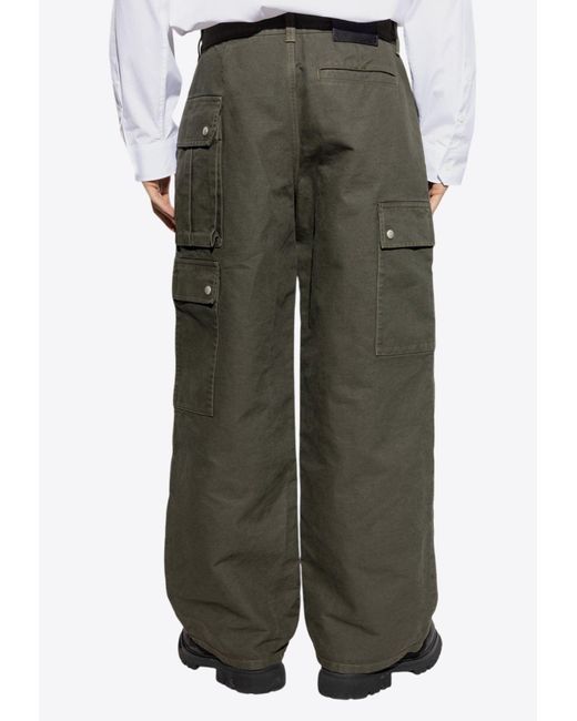 Loewe Green Embossed Logo Patch Cargo Pants for men