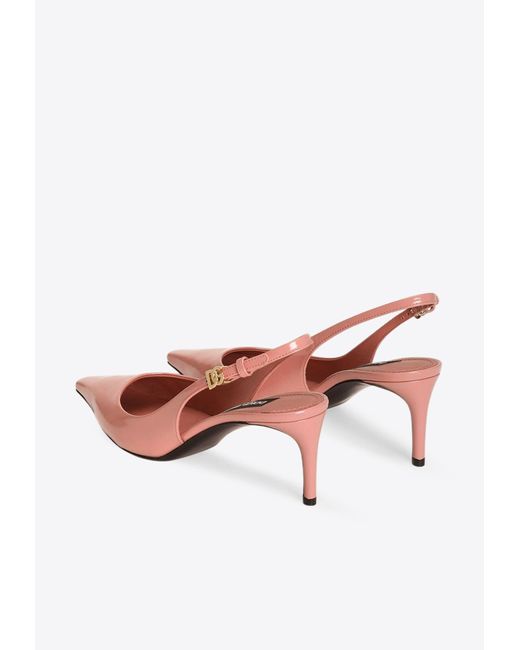 Dolce & Gabbana Pink Mun 90 Polished Leather Slingback Pumps