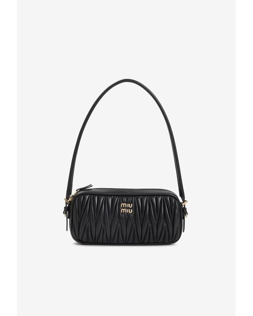 Miu Miu White Logo Leather Shoulder Bag