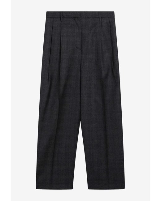 Prada Blue Wool Checked Pants