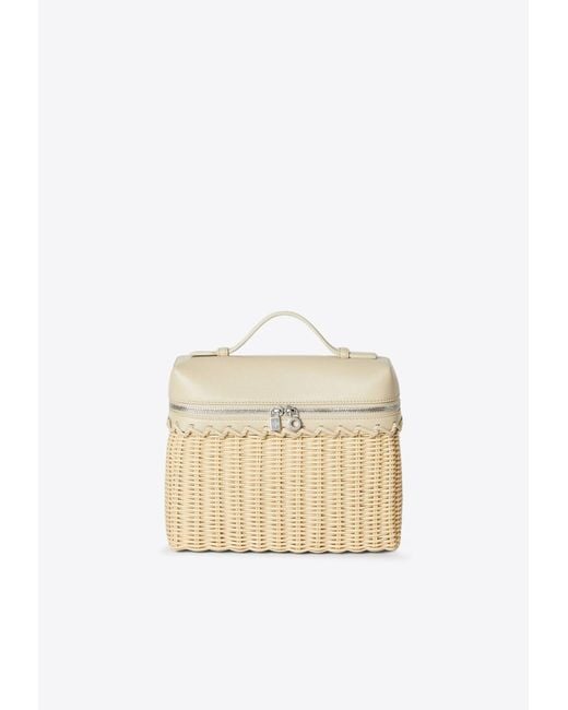 Loro Piana White Extra Pocket L19 Wicker Pouch