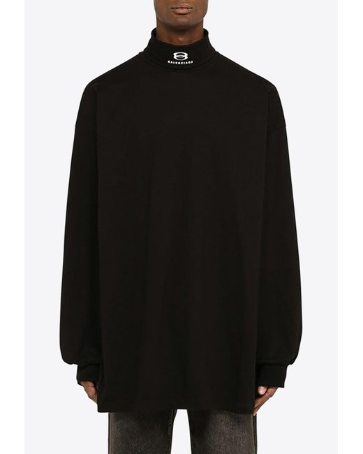 Balenciaga Black Oversized Turtleneck Top for men
