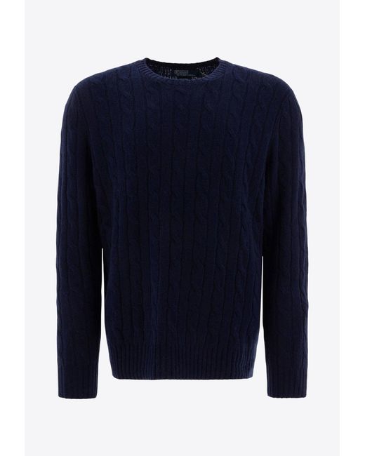 Polo Ralph Lauren Blue Cable-Knit Cashmere Sweater for men