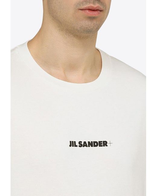 Jil Sander White Logo-Printed Crewneck T-Shirt for men