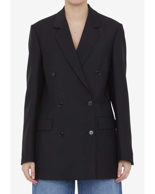 Loewe Black Double-Breasted Wool And Mohair Blend Blazer
