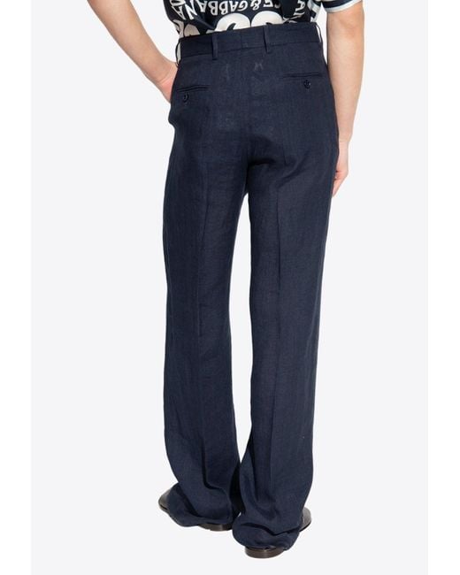 Dolce & Gabbana Blue Straight-Leg Tailored Pants for men