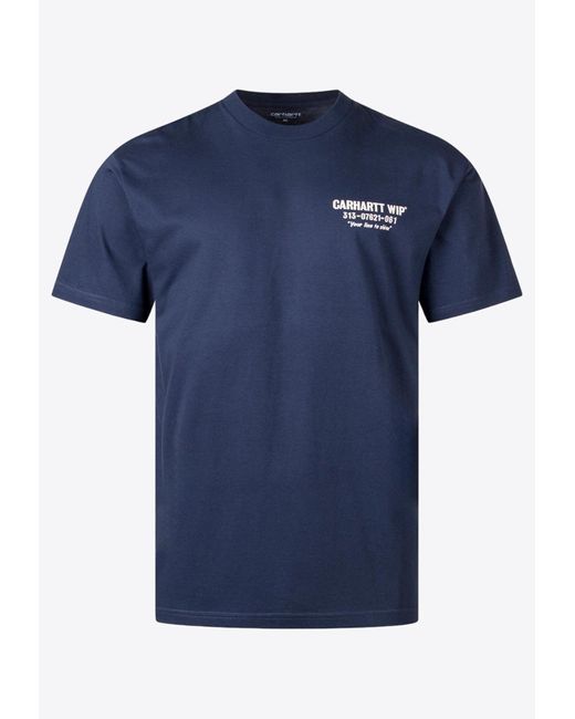 Carhartt Blue Less Troubles Print T-Shirt for men