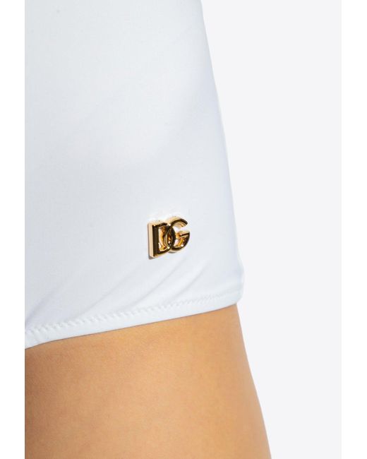 Dolce & Gabbana White Dg Logo One-Piece Swimsuit
