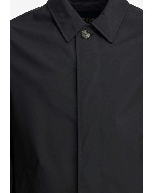Herno Black Long Microfiber Raincoat for men