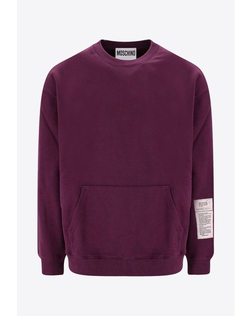 Moschino Purple Logo-Patch Crewneck Sweatshirt for men