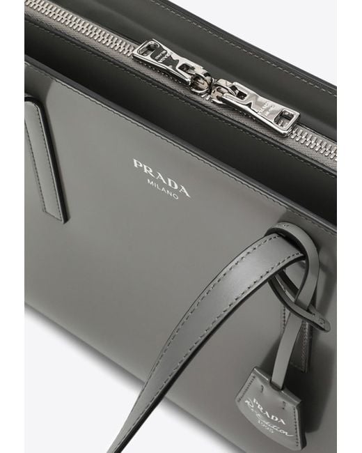 Prada Gray Medium 1995 Re-Edition Brushed Leather Tote Bag