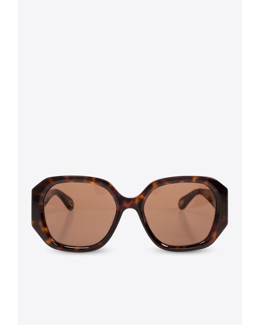 Chloé Natural Marcie Geometric Sunglasses